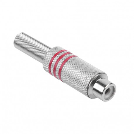 Gniazdo RCA srebrne 3 paski na kabel czerwone (25 tk.)
