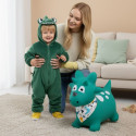 Skoczek gumowy dla dzieci DINO 59 cm zielony z bandaną do skakania z pompką