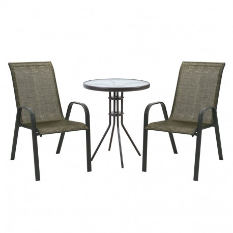 Garden furniture set DUBLIN table and 2 chairs, golden brown