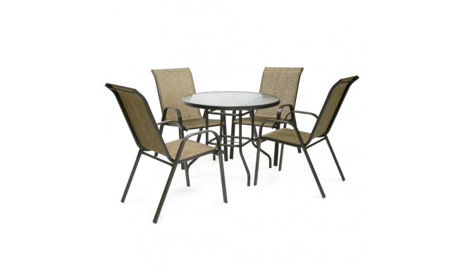 Aiamööblikomplekt DUBLIN laud ja 4 tooli, kuldpruun