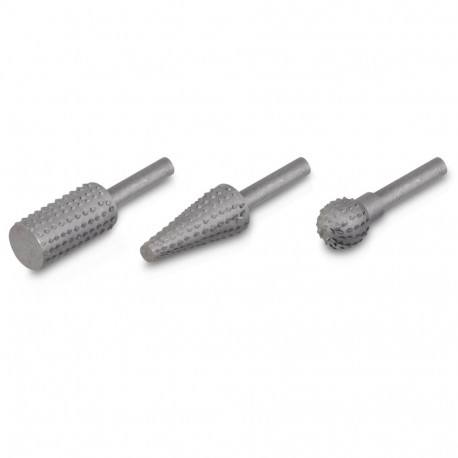 Kreator KRT017001 Rotary files for wood, 3 pcs, round, conical, cylindrical