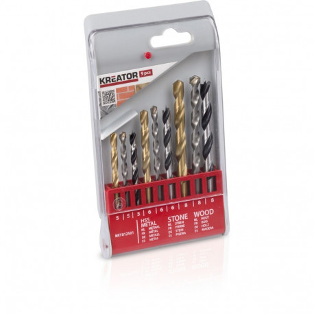 Drill set  HSS, for stone, wood 5-8mm (9pcs.) Kreator