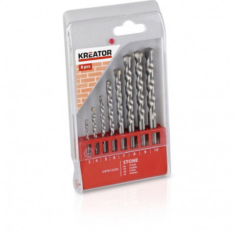 KREATOR KRT012202, stone drill bit set, 8 pcs, Ø3-10mm, carbide tip