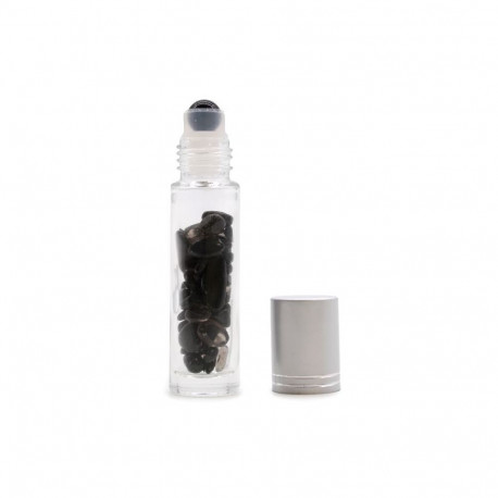 Crystal Bottle - Black Tourmaline Natural Stones Silver Cap 12x3x3 cm