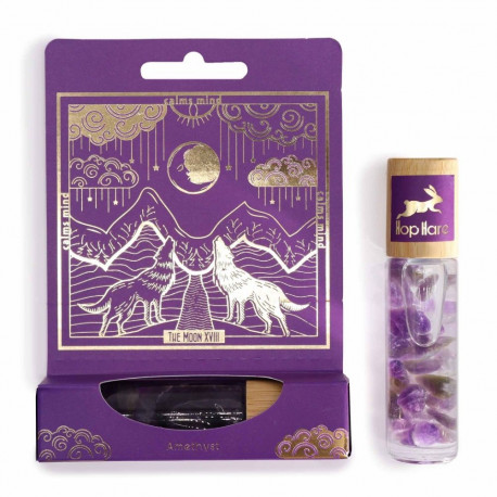 Aromatherapy Roll-On - Hop Hare Moon Rutulinis Bottle with Amethyst and Essential Oils