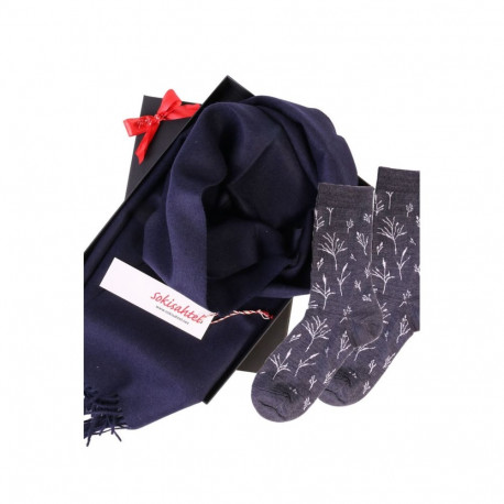 SOKISAHTEL Alpakavillast salli ja SEASIDE sokkidega kinkekarp naistele 444