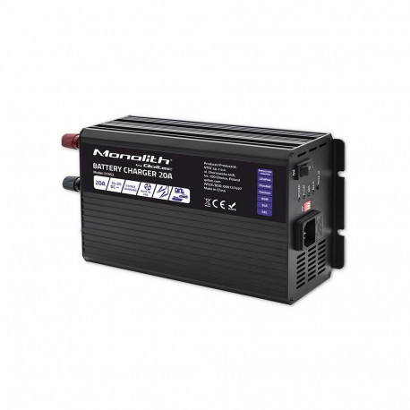 Qoltec Smart Monolith akulaadija LiFePO4-, AGM-, GEL- ja SLA-akudele 20A 24V