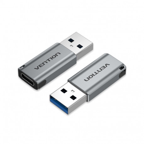 Adapter - Vention USB 3.0 Male to USB-C Female Adapter (5 Gbit/s, Aluminum Alloy, Gray)