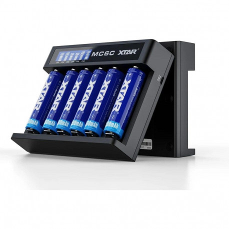 Battery Charger - XTAR MC6C Li-ion NiMH 6 Slots Black