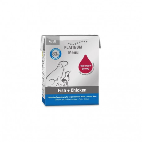 Dog Food - PLATINUM Menu Adult Fish+Chicken Wet 375g