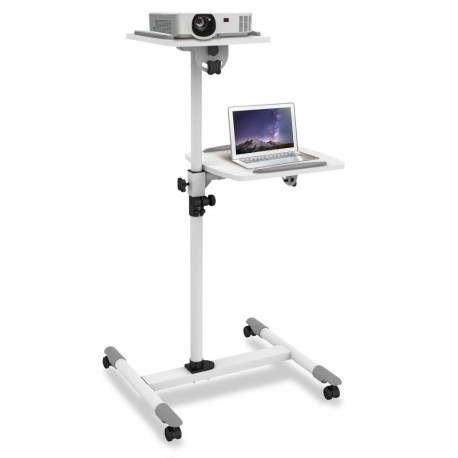 Multimedia Trolley - Techly ICA-TB TPM-6 Height Adjustable, 10kg Capacity, White
