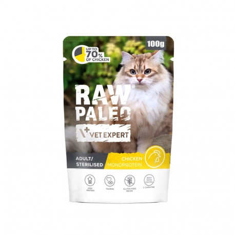 Cat Food - VetExpert Raw Paleo Adult Sterilised Chicken Wet 100g