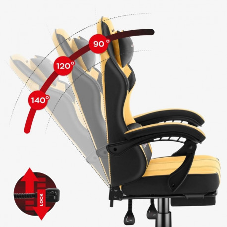 Office Chair - Huzaro Force 3.7 Ergonomic with Adjustable Backrest Yellow