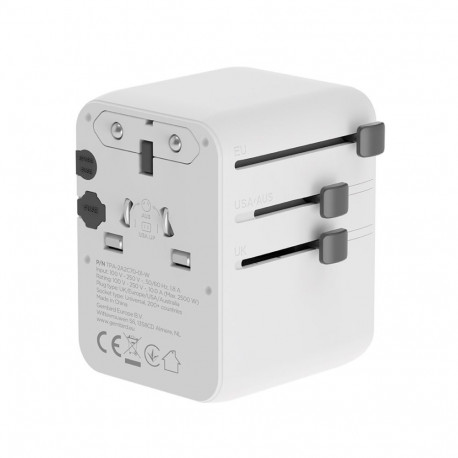Adapter - Gembird TPA-2A3C70-01-W Universal Travel Power Adapter 70W White