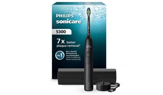 Electric Toothbrush - Philips Sonicare 5300 Adjustable Speed, Timer, Pressure Sensor, Black