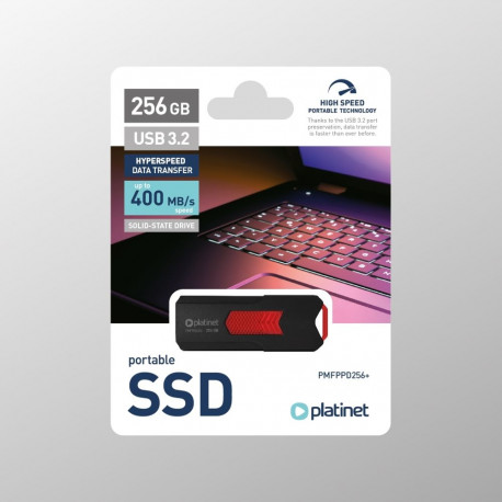 PLATINET PORTABLE SSD DRIVE USB 3.2 UP TO 400MB/s 256GB BLACK [46158]