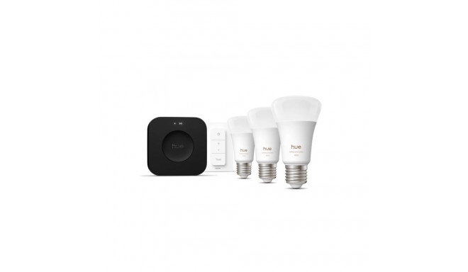 Philips Hue Starter set: 3 smart E27 bulbs, dimmer switch, Hue Bridge Pro | E27 | White and colored 
