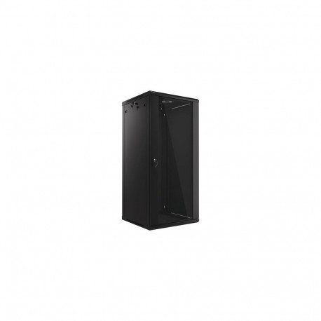Lanberg wall-mounted installation rack cabinet 19'' 27U 600x600mm black (glass door)