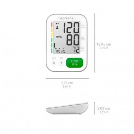 Blood Pressure Monitor - Medisana BU 565 0-300 mmHg, 120 Readings, Adjustable Cuff White
