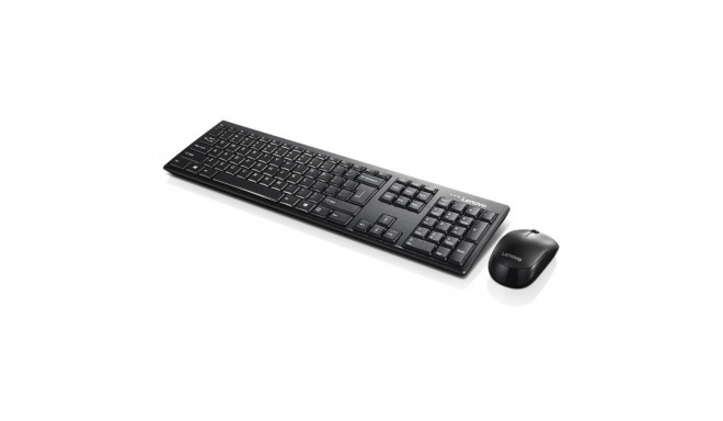 Keyboard and Mouse Set - Lenovo GX30L66303 QWERTY Keyboard, 1000 DPI Mouse, Black