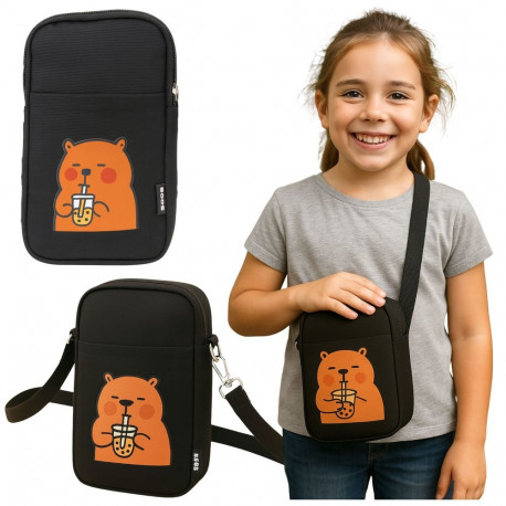 Torba saszetka üleõlakott kapibara reguleeritav rihm must 20 x 14,5 cm