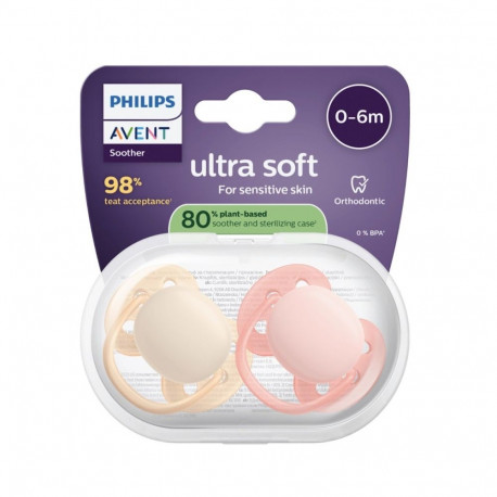 Philips Avent Ultra Soft Neutral Baby Pacifier 0-6m 2pcs