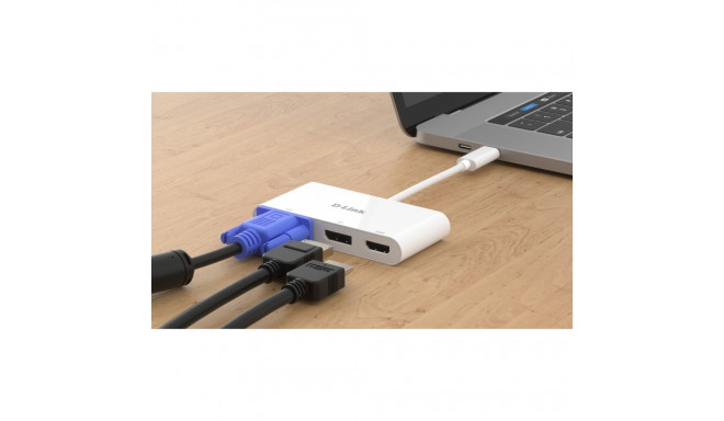 D-Link DUB-V310 3 ? In ? 1 USB ? C Video Adapter with HDMI & DisplayPort & VGA (white)