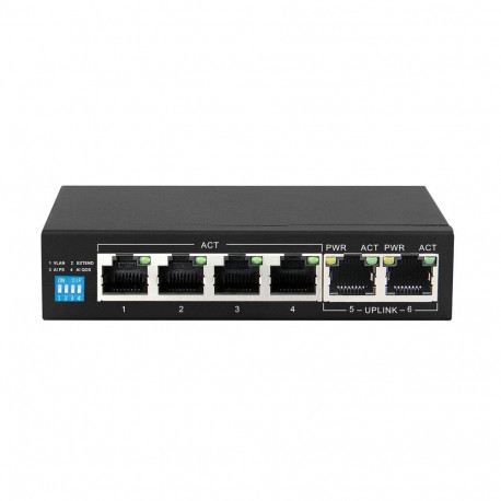 Extralink PoE lüliti KRIOS 4x gigabitine PoE/PoE+, 2x RJ45 uplink gigabit, 60W