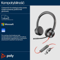 POLY Blackwire 8225 Stereo Microsoft Teams Certified USB-C Headset +USB-C/A Adapter