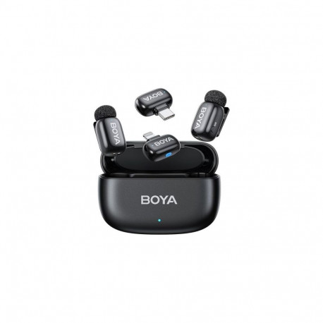 BOYA Microphone Wireless Mini 2-01 2.4GHz, with 2 transmitters and 2 receivers (Type-C and Lightning