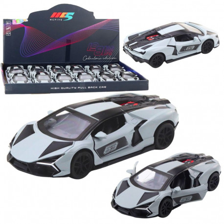 metallist sportlik võidusõiduauto avanevate ustega hall 1:32