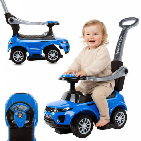 Sport car laste pealeistutav auto lükkesanga ja turvakaarega, sinine