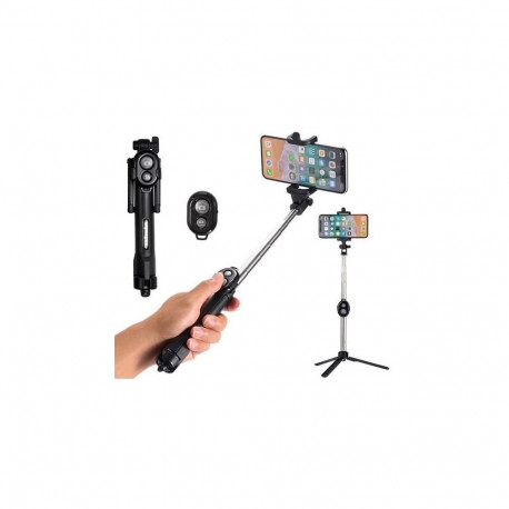 RoGer Selfie Stick + Tripod Stand with Bluetooth Remote Control