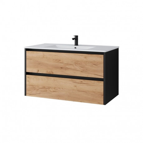 CABINET BATHROOM SA90DL-4 BLACK/GOLD OAK