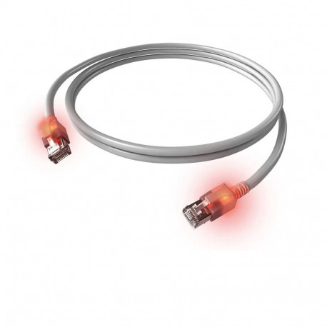 "EASYLAN DualBoot LED Patchkabel RJ45 S/FTP Kat.6A Class EA mit saCon Stecker LSOH grau 1.5m"