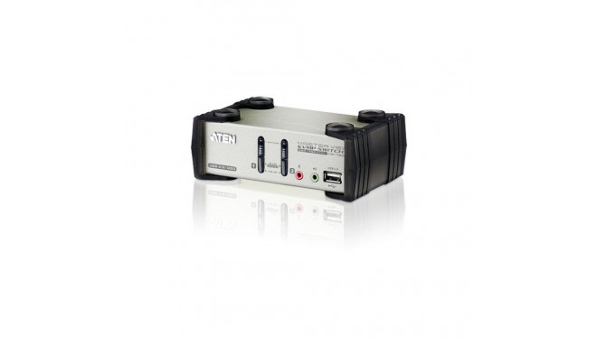 "DATA KVM Desktop Switch 2-Port USB - PS/2 VGA KVM Switch with Audio & USB 2.0 Hub (KVM Cables inclu