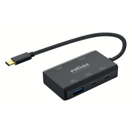 "ROLINE USB 3.2 Gen 2 Hub 4fach 2x USB-A + 2x USB-C PD Typ C Anschlusskabel"