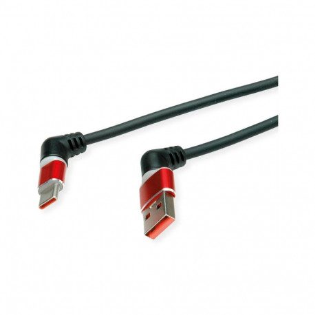 "ROLINE USB 2.0 Kabel Typ-C - Typ-A ST/ST 360 Rotation schwarz / rot 2m"