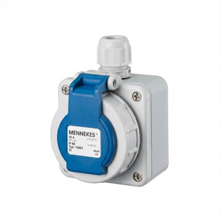 Mennekes pistikupesa 10863 AP 16A IP68 bajonettkaanega, sinine
