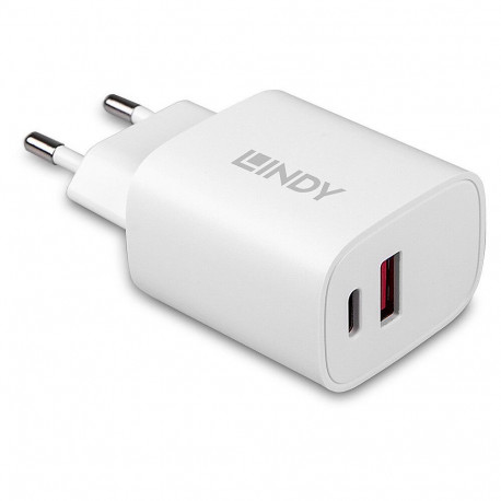 "LINDY USB Typ A & C Charger 20W, weiß"
