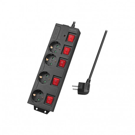 "Logilink Steckdosenleiste 4-fach,4xCEE 7/3,m. 5Schalter,schw"