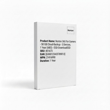 "Norton 360 For Gamers - 50 GB Cloud-Backup - 3 Devices, 1 Year (ABO) - ESD-DownloadESD"