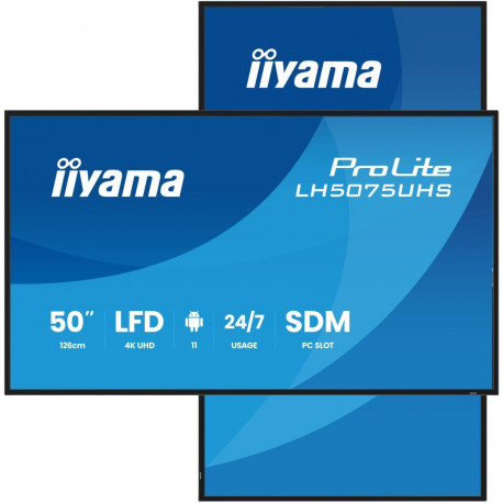 "125,7 cm/49,5"" (3840x2160) iiyama ProLite LH5075UHS-B2AG 16:9 VA 9,5 ms 60Hz 500 cd/m² 24/7 HDMI×3