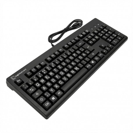 "Logickeyboard XL-Print White on Black TITAN DE (PC)"