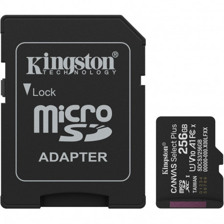"CARD Kingston 256GB microsdxc Canvas Select Plus Gen3 150MB/s A1 Card + Adapter"