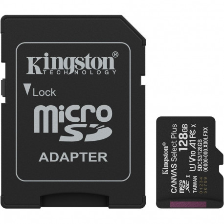 "CARD Kingston 128GB microsdxc Canvas Select Plus Gen3 150MB/s A1 Card + Adapter"