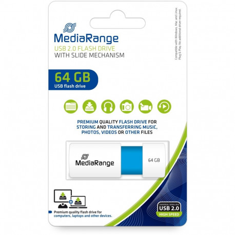"STICK MediaRange USB-Stick 64GB USB 2.0 Color Edt. hellblau"