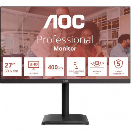 "AOC U27E4CV - 27 Zoll Ultra HD, Lautsprecher, (3840x2160, 60 Hz, 2x HDMI 2.0, DisplayPort 1.4, USB-
