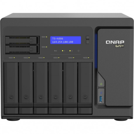 "QNAP TS-h886-D1602-8G-BRO 8-Bay QuTS hero NAS Intel Xeon D1602 built-in 2 M.2 NVMe Gen3 port SATA 8
