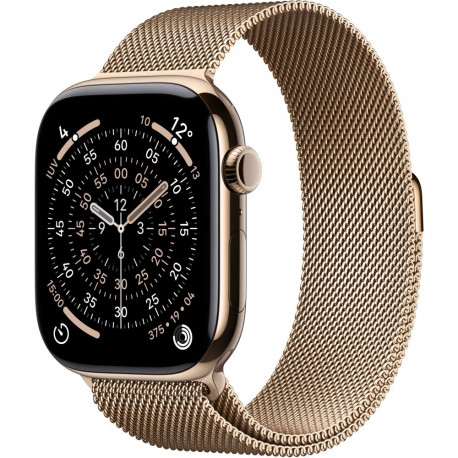 "Apple Watch S11 Titan Gold Cellular 46mm (Milanaise Armband gold) S/M"